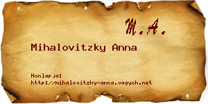 Mihalovitzky Anna névjegykártya